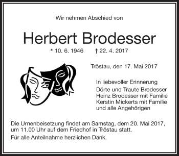 Traueranzeige von Herbert Brodesser von Frankenpost