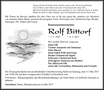 Traueranzeige von Rolf Bittorf von Südthüringer Presse