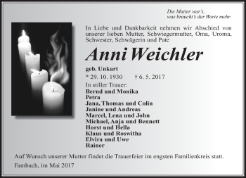 Traueranzeige von Anni Eichler von Südthüringer Presse