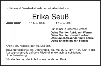 Traueranzeige von Erika Seuß von Neue Presse Coburg