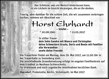 Traueranzeige von Horst Ehrhardt von Südthüringer Presse