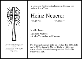 Traueranzeige von Heinz Neuerer von Neue Presse Coburg