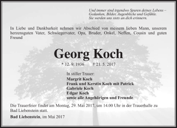 Traueranzeige von Goerg Koch von Südthüringer Presse