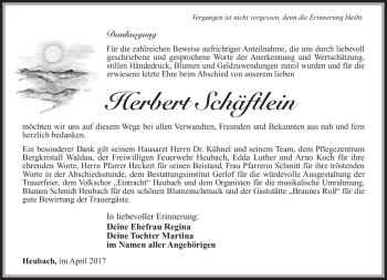 Traueranzeige von Herbert Schäftlein von Südthüringer Presse