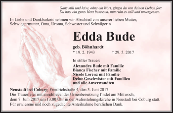 Traueranzeige von Edda Bude von Neue Presse Coburg