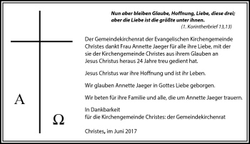 Traueranzeige von Annette Jäger von Südthüringer Presse