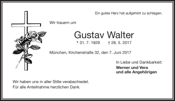 Traueranzeige von Gustav Walter von Frankenpost