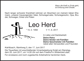 Traueranzeige von Leo Herd von Neue Presse Coburg