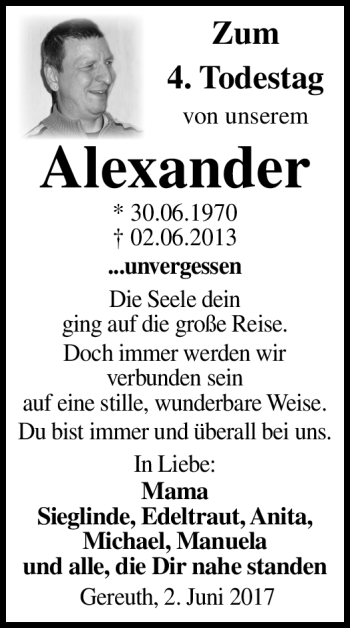 Traueranzeige von Alexander Steppert von Neue Presse Coburg