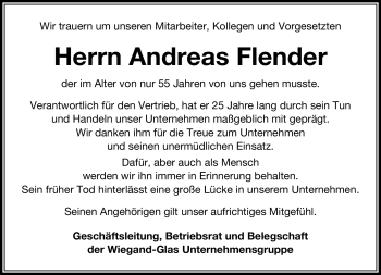 Traueranzeige von Andreas Flender von Neue Presse Coburg