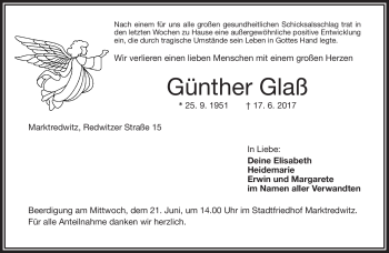 Traueranzeige von Günther Glaß von Frankenpost