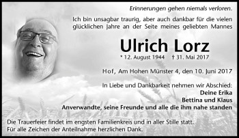 Traueranzeige von Ulrich Lorz von 23313