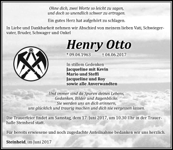 Traueranzeige von Herny Otto von 23022