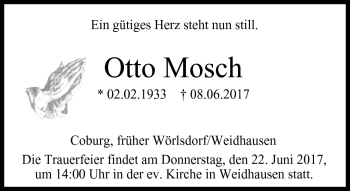 Traueranzeige von Otto Mosch von Neue Presse Coburg