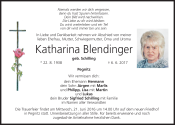 Traueranzeige von Katharina Blendinger von 80041