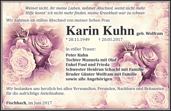 Traueranzeige von Karin Kuhn von Südthüringer Presse