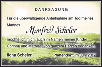 Traueranzeige von Manfred Scheler von Südthüringer Presse
