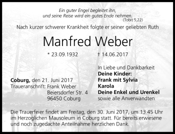 Traueranzeige von Manfred Weber von Neue Presse Coburg