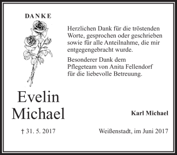 Traueranzeige von Evelin Michael von Frankenpost
