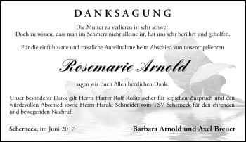 Traueranzeige von Rosemarie Arnold von Neue Presse Coburg