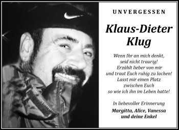 Traueranzeige von Klaus-Dieter Klug von Südthüringer Presse