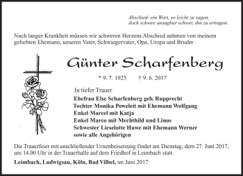 Traueranzeige von Günter Scharfenberg von Südthüringer Presse