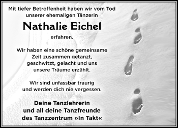 Traueranzeige von Nathalie Eichel von Südthüringer Presse