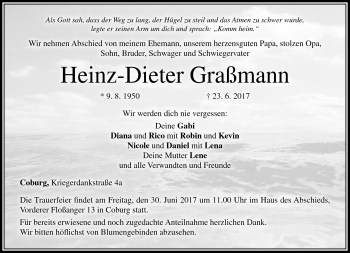 Traueranzeige von Heinz-Dieter Graßmann von Neue Presse Coburg