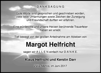 Traueranzeige von Margor Helfricht von 23018