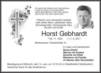 Traueranzeige von Horst Gebhardt von Frankenpost