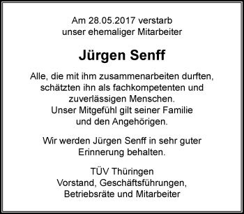 Traueranzeige von Jürgen Senff von 26010