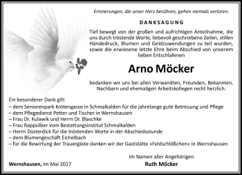 Traueranzeige von Arno Möcker von Südthüringer Presse