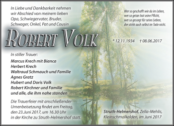 Traueranzeige von Robert Volk von Südthüringer Presse