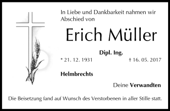 Traueranzeige von Erich Müller von Frankenpost