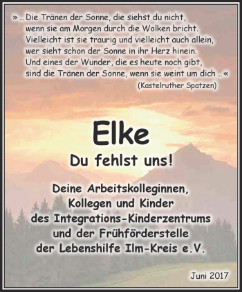 Traueranzeige von Elke Hörold von Südthüringer Presse