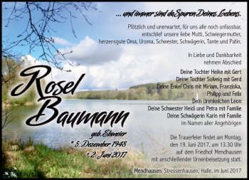 Traueranzeige von Rosel Baumann von 23020