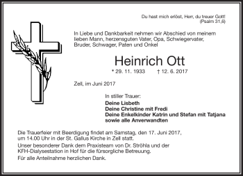 Traueranzeige von Ott Heinrich von Frankenpost