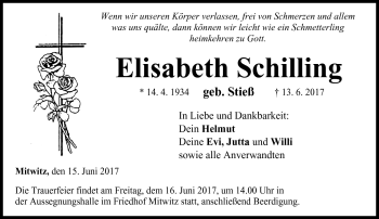 Traueranzeige von Elisabeth Schilling von Neue Presse Coburg