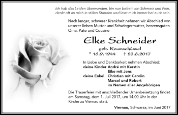 Traueranzeige von Elke Schneider von Südthüringer Presse