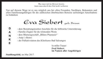 Traueranzeige von Eva Siebert von Südthüringer Presse