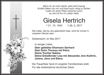 Traueranzeige von Gisela Hertrich von Frankenpost