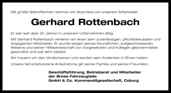 Traueranzeige von Gerhard Rottenbach von Neue Presse Coburg