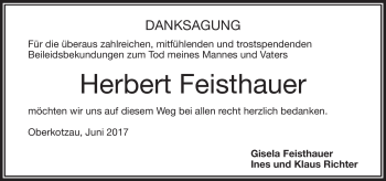 Traueranzeige von Herbert Feisthauer von Frankenpost