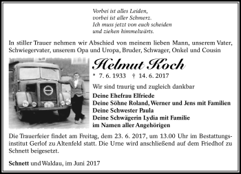 Traueranzeige von Helmut Koch von Südthüringer Presse