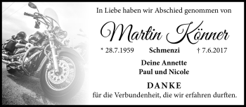 Traueranzeige von Martin Könner von Neue Presse Coburg