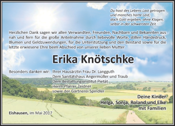 Traueranzeige von erika knötschke von Südthüringer Presse