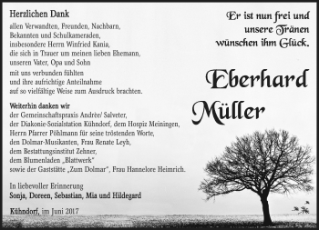 Traueranzeige von Eberhard Müller von Südthüringer Presse