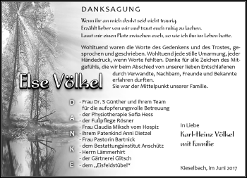 Traueranzeige von Else Völkel von Südthüringer Presse
