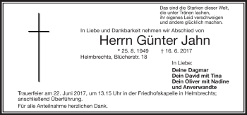 Traueranzeige von Jahn Günter von Frankenpost