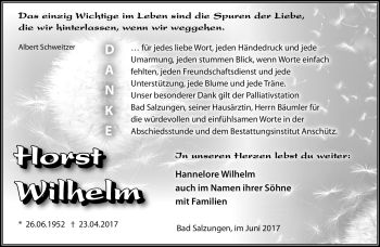 Traueranzeige von Horst Wilhelm von Südthüringer Presse